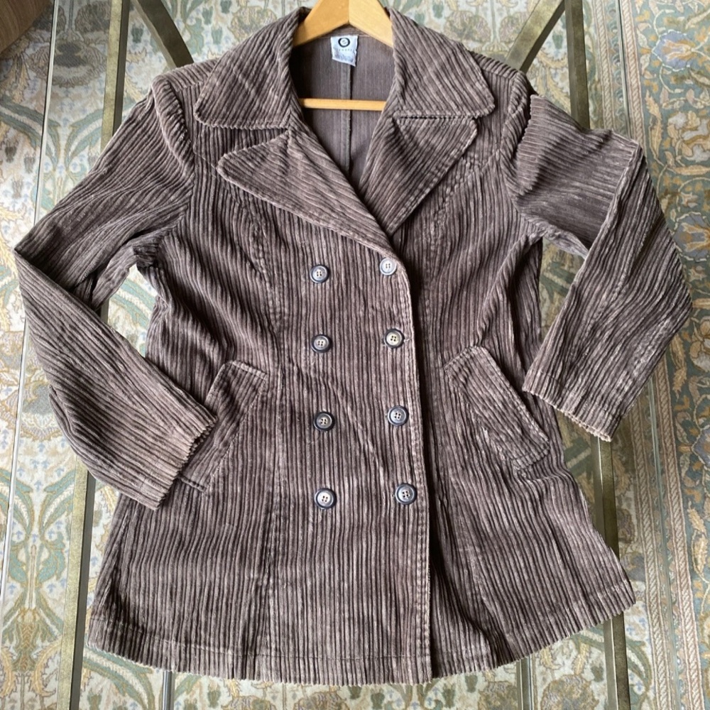 Y2K Vintage Ellemenno
Corduroy Jacket Pea Coat Size Medium Brown‎ Boho Festival